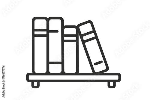Bookshelf line icon. Library, knowledge, and education symbol. Vector illustration for learning, study, and bookstore concepts. Simple outline pictogram for archive or data.