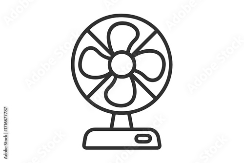 Fan icon in a linear style. Electric table fan for cooling air. Simple outline vector illustration. Home appliance symbol for climate control, summer heat, and ventilation.