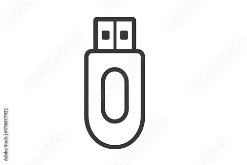 USB flash drive icon. Memory stick line symbol. Vector illustration of a thumb drive. Portable data storage device. Technology concept for data transfer and digital backup.
