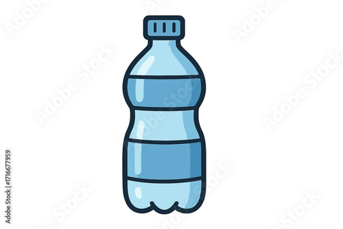 Water bottle vector icon in flat cartoon style. Plastic container for pure mineral water. Concept of hydration, thirst, healthy lifestyle, drink, beverage, and refreshment.