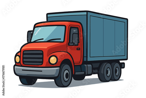 Delivery truck vector illustration. Cartoon lorry for shipping and transportation. Logistics and freight service concept. Commercial cargo van icon isolated on white background.