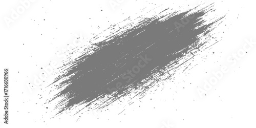 An abstract black grunge background with a messy ink splat and dirty paint strokes