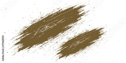 Vector illustration of a dirty grunge  brown  ink paint splatter brush stroke border