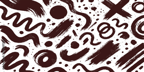 A seamless vintage leopard pattern for coffee shop decor with pink hearts and brown beans