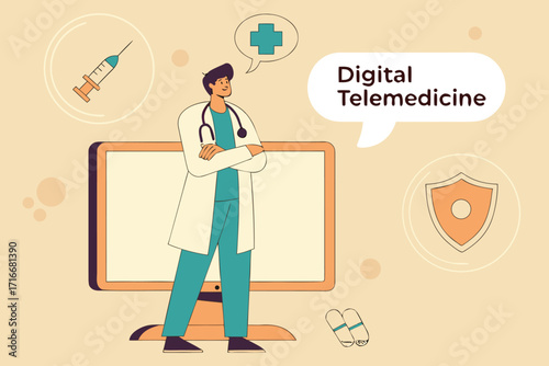 Doctor using telemedicine technology for online medical consultation providing remote healthcare ser