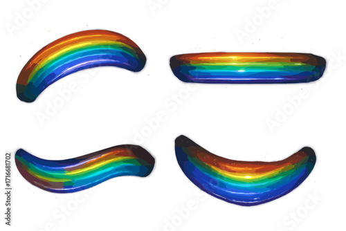 Vibrant Rainbow Highlights Template with Glare and Reflection Effects, Glittering Particles Dispersion on Dark Background for Social Media, Photo Shots, and Graphic Design