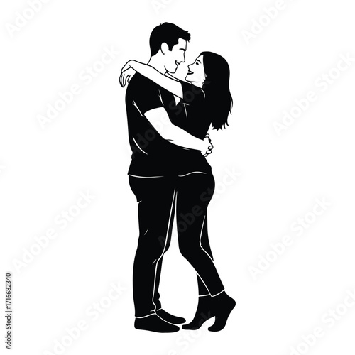 Couple embracing looking at each other embrace love