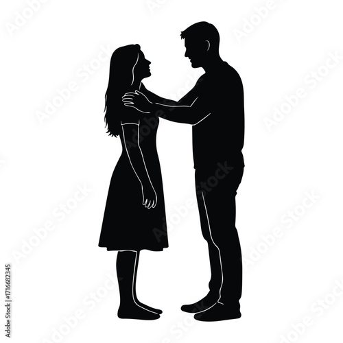 Couple embracing looking at each other embrace woman
