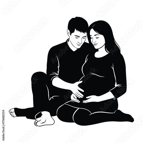 Couple embracing pregnant belly embrace touching