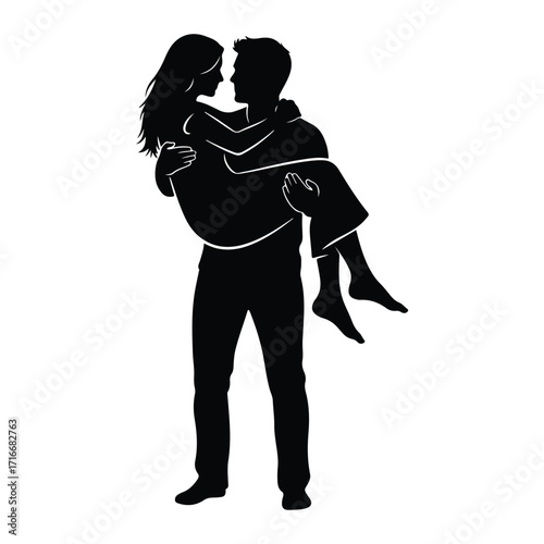 Couple embracing silhouette embrace love