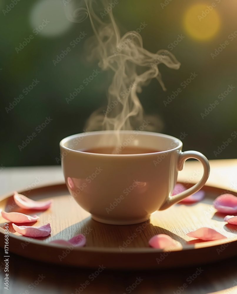 Fototapeta premium Tea & Petals — Cup with Petal Ring