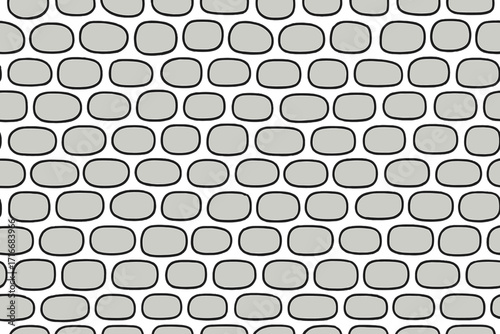 Seamless pebble cobblestone pattern background. Hand drawn simple flat vector cartoon illustration. Isolated rock stone texture for pavement, wallpaper or textile design.