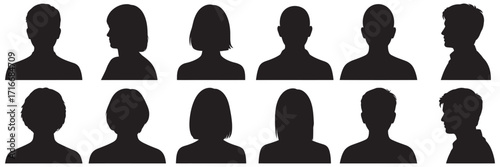 Silhouette People Diverse Outlines for Profiles and Design Elements
