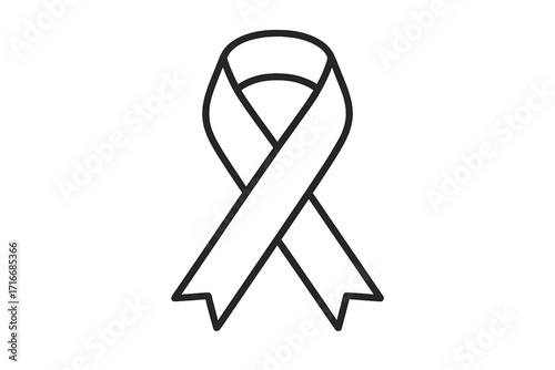 Awareness ribbon line icon. Symbol of support, solidarity, and hope for a cause or health awareness. Vector thin line illustration for charity, medical campaign, cancer or HIV.