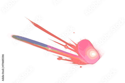 Prism light flare effect with pink heart in motion. Lovely light overlay background with warm crystal glass shine. Heart shiny glow, prism light dispersion with rainbow rays.