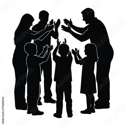 Family clapping hands together children adults