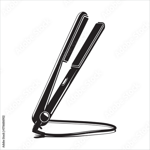 Sleek Black and White Hair Straightener  silhouette Icon: Stylish, Modern, and Minimalist Design for Beauty and Hair care.