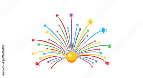 Colorful fireworks illustration on white background suitable for celebrations and events