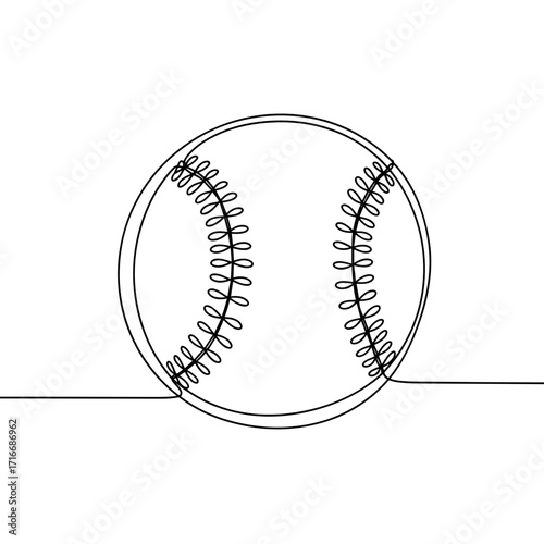 Minimalist line drawing of a baseball on a simple background  
