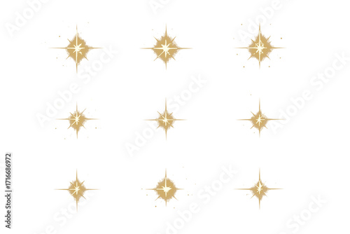 Sparkling warm white stars flickering and flashing lights set, realistic glowing light effects collection, bright shining sparkles for overlays and decorations, festive glowing vector elements