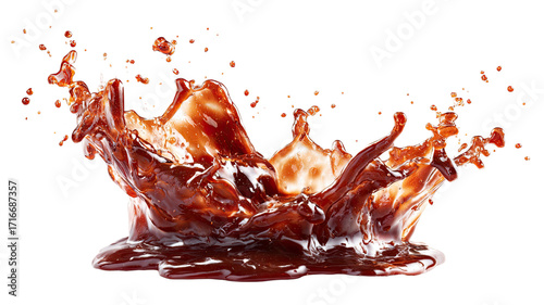 Tasty barbecue sauce splashing with rich smoky flavor sweet sticky texture and delicious cooking condiment illustration isolated on white background