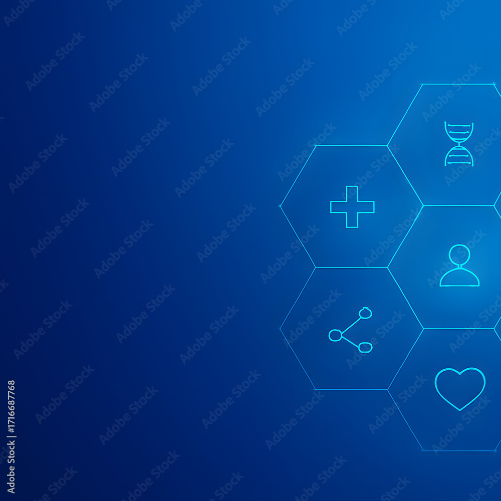 Fototapeta premium Medical Healthcare Icons on Blue Background