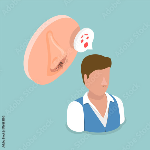 3D Isometric Flat Vector Illustration of Nose Hair, Filter Air And Keep Out Unwanted Particles And Bacteria