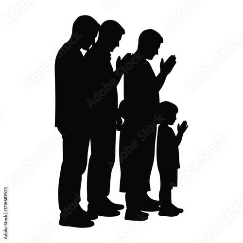 Family praying together silhouette prayer religious
