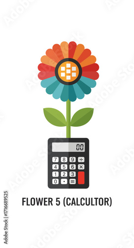 Creative concept of blooming financial growth with a vibrant calculator flower symbolizing success and prosperity in business and life