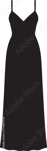 Maxi dress icon in silhouette modern style by advance white background..