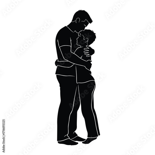 Father and child embrace love