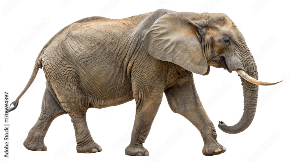 Fototapeta premium Elephant side view transparent background png generative AI