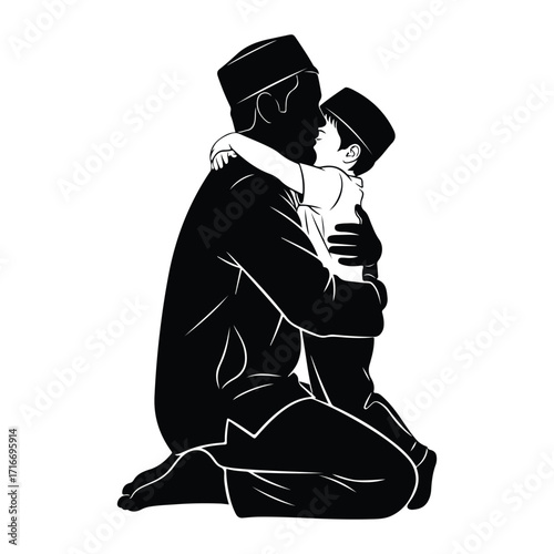 Father and son embrace love
