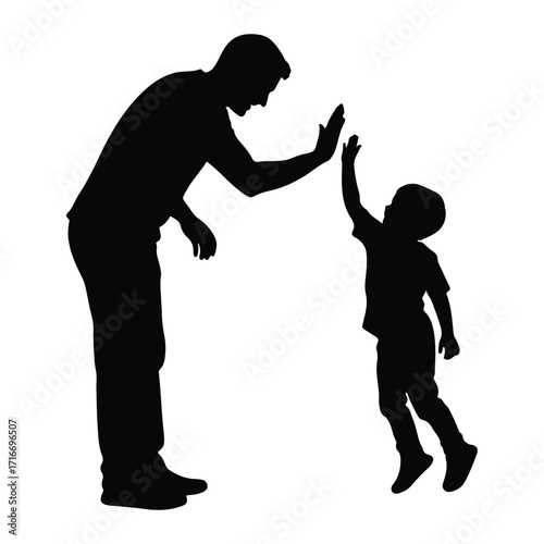 Father and son high five celebration success