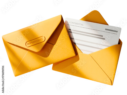 Urgent confidential document sealed in bright yellow envelope with important message revealed