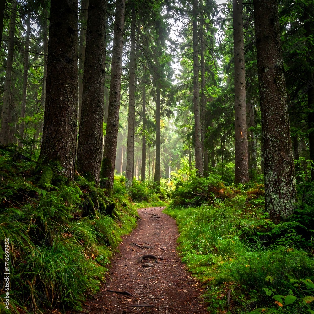 Obraz premium Misty forest path