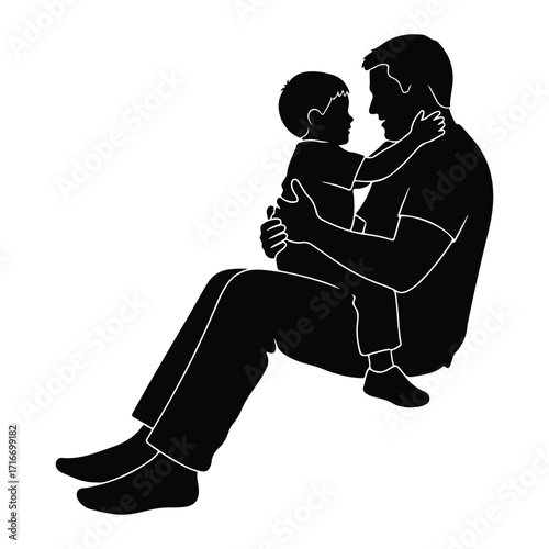 Father holding child lovingly hugging embrace
