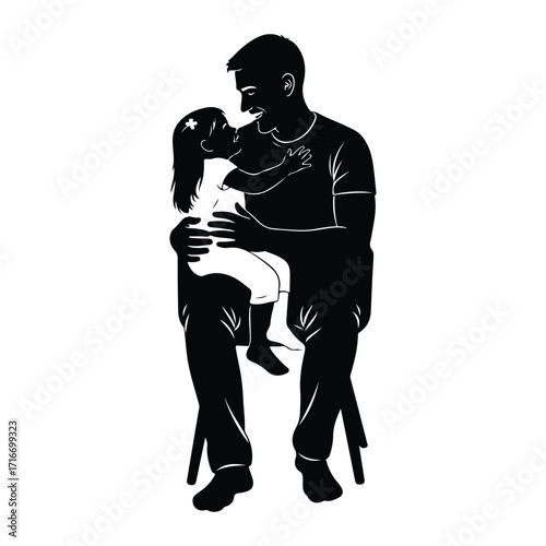 Father holding daughter tenderly child embrace