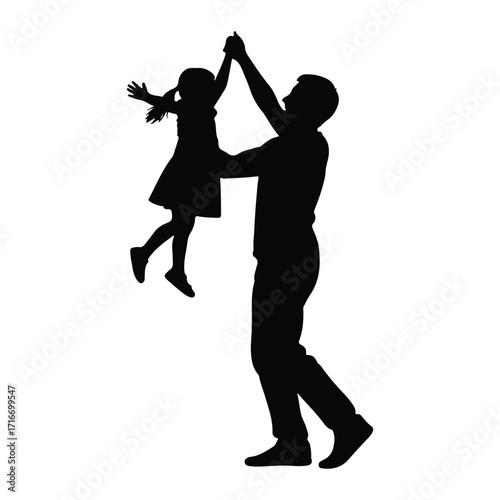 Father lifting daughter in joyful dance playing dancing