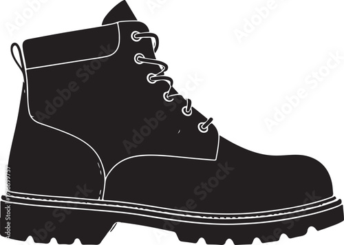 Work boots in pure silhouette modern style by advance white background.