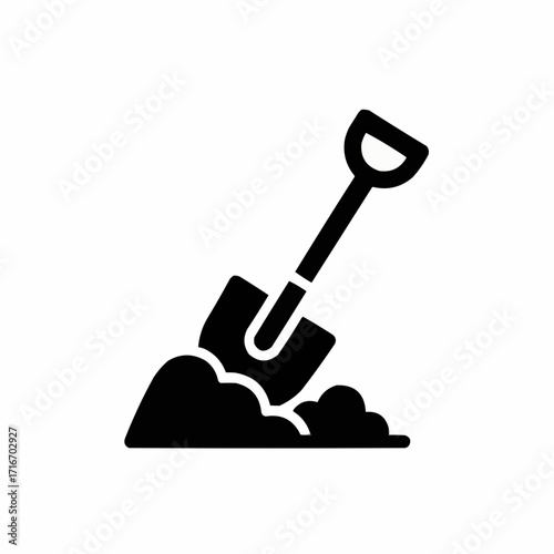Vector icon of a shovel digging soil scalable illustration for gardening and construction projects