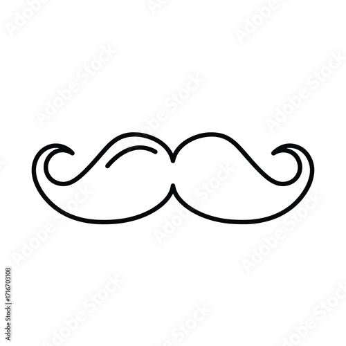 Classic hand drawn style moustache vector icon for facial hair and gentlemanly themes vector