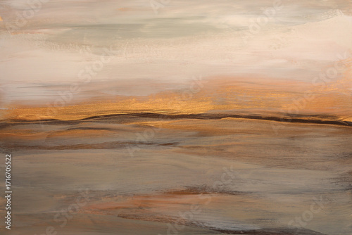 Wallpaper Mural Art oil, Acrylic brush stroke smear blot painting landscape canvas. Abstract texture gold, gray, beige pastel color stain background. Torontodigital.ca