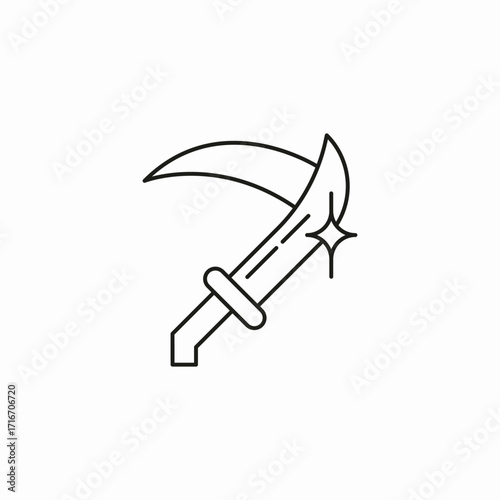sharp curved scythe icon sign vector