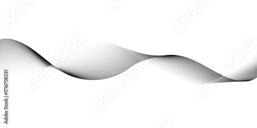 Abstract background with silver, grey and white smoky wave lines on white paper wave background. Gray and white digital technology wavy curve lines background.