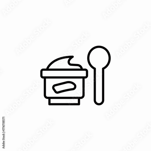 yogurt cup spoon icon sign vector