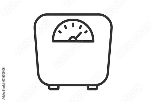 Floor scale weight measurement icon. Vector line symbol for diet, health, fitness, fat, obesity, and body mass concepts. Editable stroke outline pictogram for app and web design.