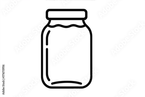 Glass jar line icon vector. Outline illustration of a jam or preserve container. Simple symbol for food storage, canning, kitchen supplies, or packaging. Isolated graphic.