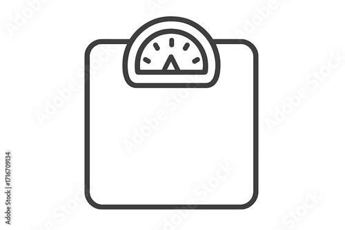 Floor scale outline web line icon. Concept of weight control, diet, health, and fitness. Body mass measurement symbol. Bathroom equipment pictogram for apps and websites. Vector.