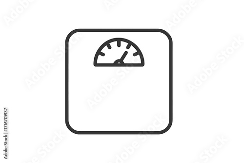 Floor scale outline vector icon. Weight measurement for health, diet, fitness. Bathroom weighing pictogram for wellness, body care, and weight loss. Editable stroke symbol.